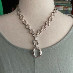 Metal ringed necklace w adjustable clasp